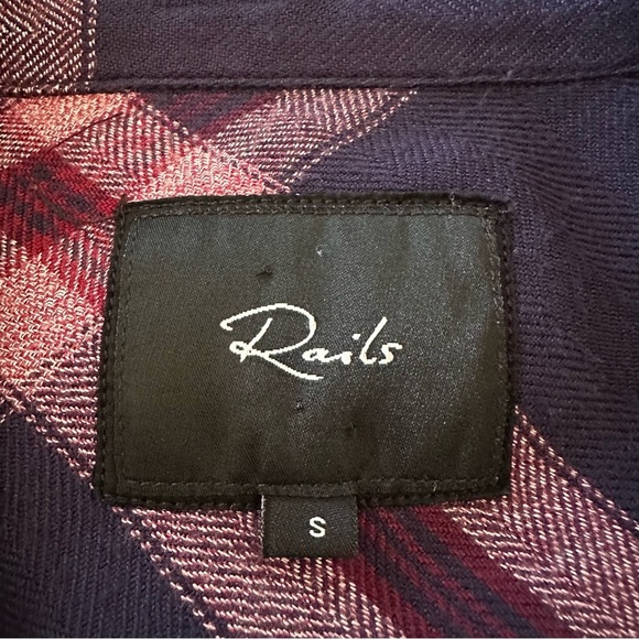 Rails Hunter Check Admiral/Cranberry Melange Button Up Cowgirl Shirt Size S - Picture 12 of 16